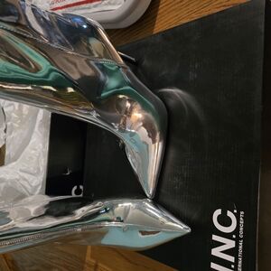 Silver Metallic Pointed Toe Boots